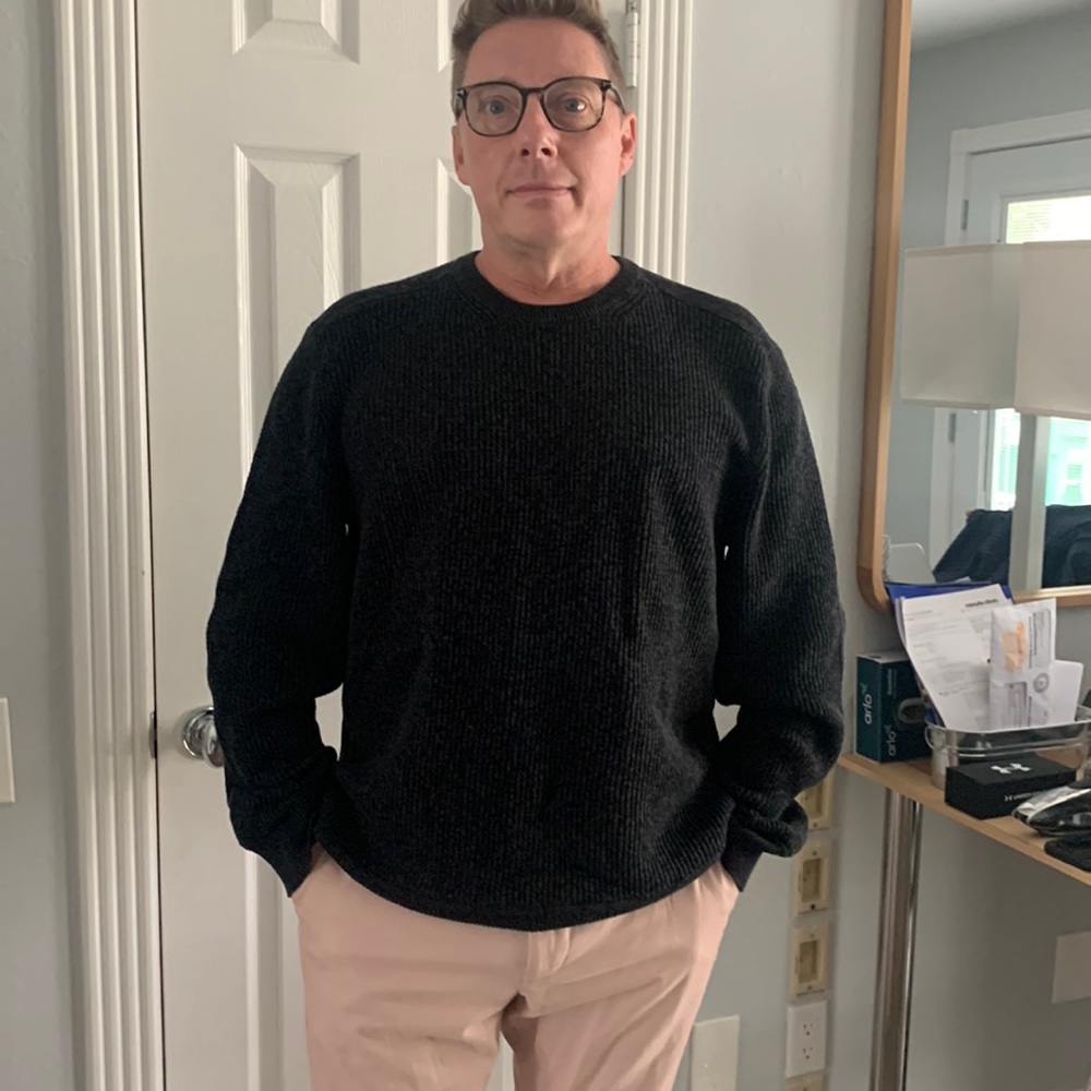 Charcoal Gap Crew Gabled Sweater